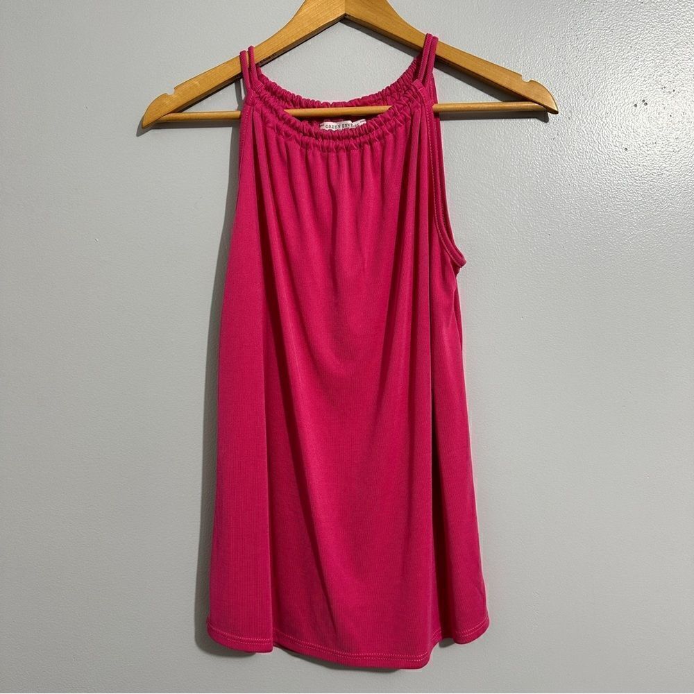 Green Envelope pink halter tank. Size XS